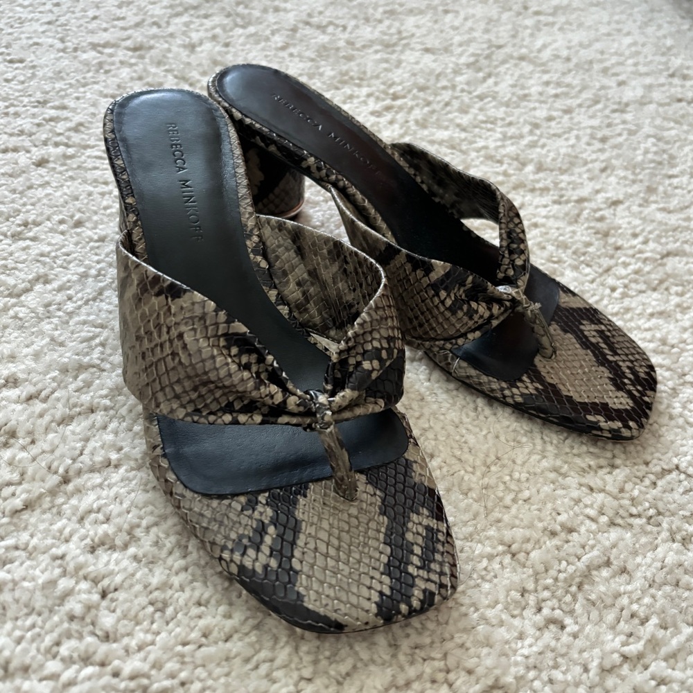 Rebecca Minkoff Snake Sandals with Block Heel